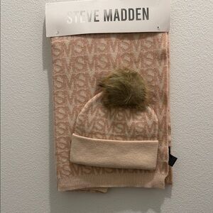 Steve Madden Kids' Beige and Brown Beanie with Scarf